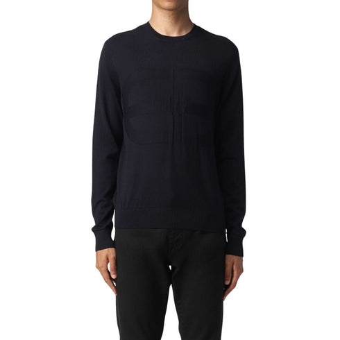 Maglione con Maxi Logo frontale Blu EMPORIO ARMANI- Francavilla Moda