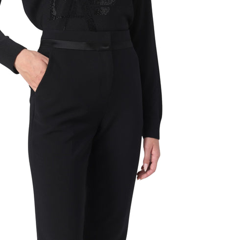 Pantalone Donna dritto con raso in vita Nero EMPORIO ARMANI- Francavilla Moda