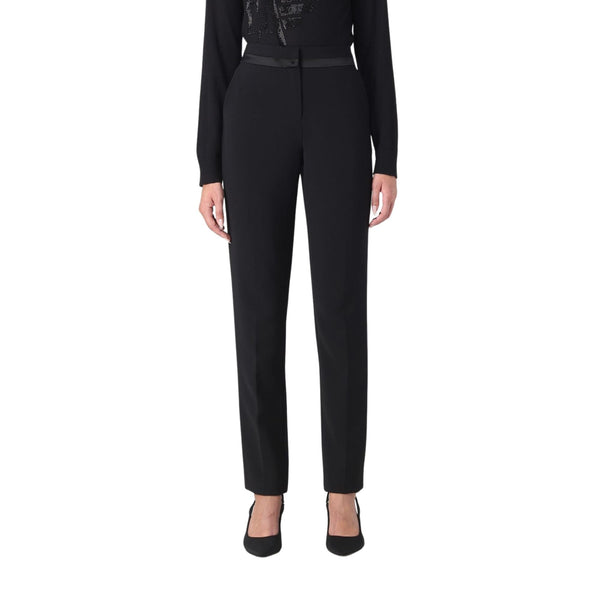 Pantalone Donna dritto con raso in vita Nero EMPORIO ARMANI- Francavilla Moda