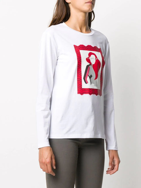 T-Shirt Donna con stampa grafica Bianco Emporio Armani- Francavilla Moda