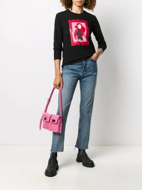 T-Shirt Donna con stampa grafica Nero Emporio Armani- Francavilla Moda