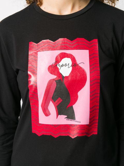 T-Shirt Donna con stampa grafica Nero Emporio Armani- Francavilla Moda