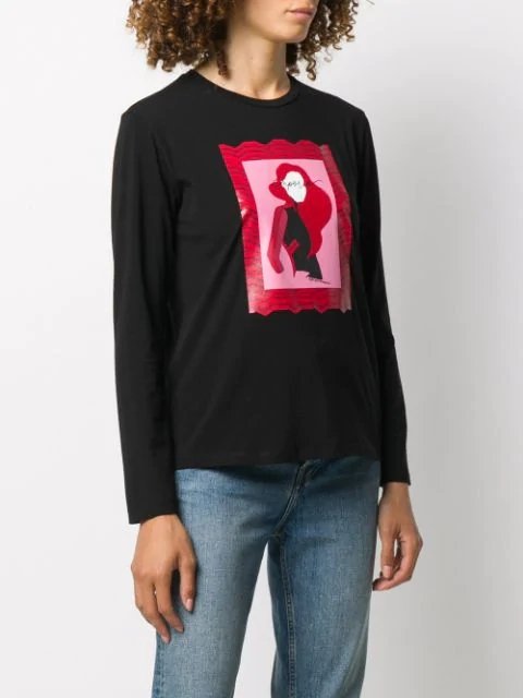 T-Shirt Donna con stampa grafica Nero Emporio Armani- Francavilla Moda