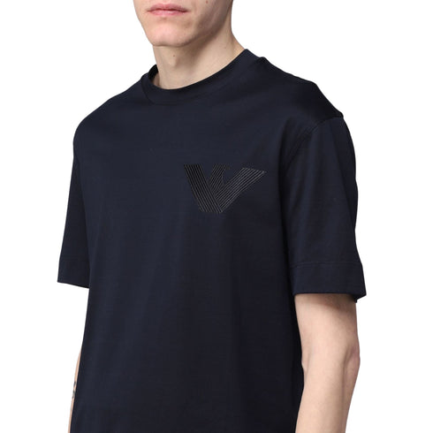 T-shirt Uomo con logo applicato Blu EMPORIO ARMANI- Francavilla Moda