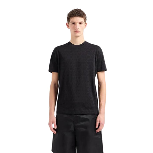 Emporio Armani T-Shirt T-shirt Uomo con logo jacquard all over Nero - Francavilla Moda