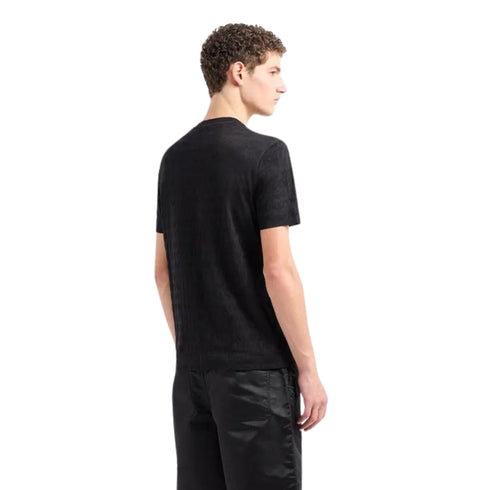 Emporio Armani T-Shirt T-shirt Uomo con logo jacquard all over Nero - Francavilla Moda