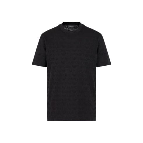 Emporio Armani T-Shirt T-shirt Uomo con logo jacquard all over Nero - Francavilla Moda