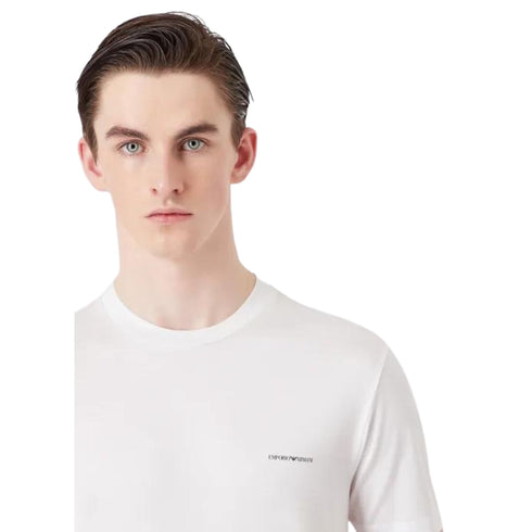 Emporio Armani T-shirt T-shirt Uomo con micro logo lettering sul petto Bianco - Francavilla Moda