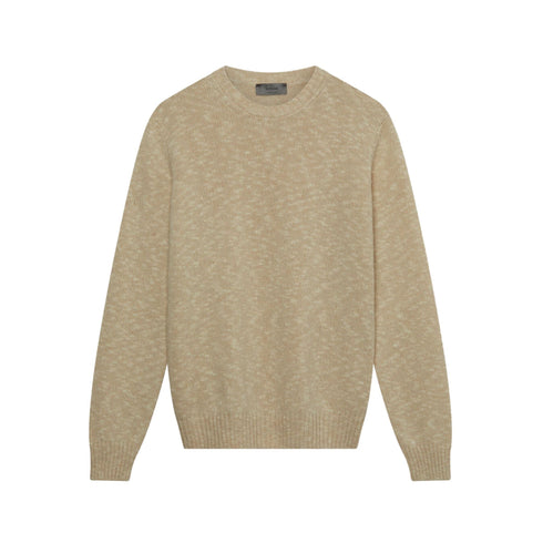 Maglia Uomo a girocollo in lana e cotone Beige bianco FERRANTE- Francavilla Moda