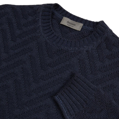 Maglia Uomo spinata a girocollo Blu FERRANTE- Francavilla Moda