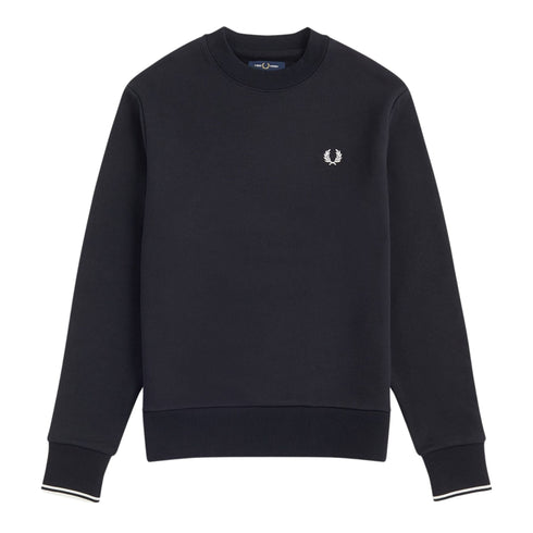 Felpa Uomo a girocollo in tinta unita Nero Fred Perry- Francavilla Moda