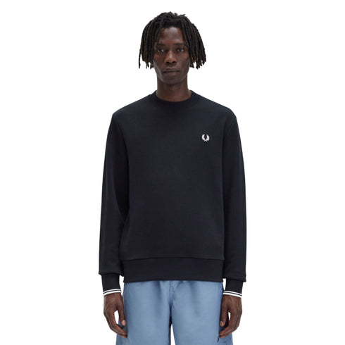 Felpa Uomo a girocollo in tinta unita Nero Fred Perry- Francavilla Moda