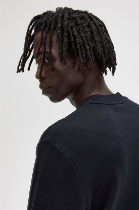 Felpa Uomo a girocollo in tinta unita Nero Fred Perry- Francavilla Moda