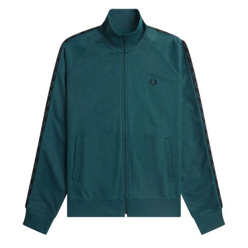 Felpa Uomo Track jacket con logo Petrolio Fred Perry- Francavilla Moda