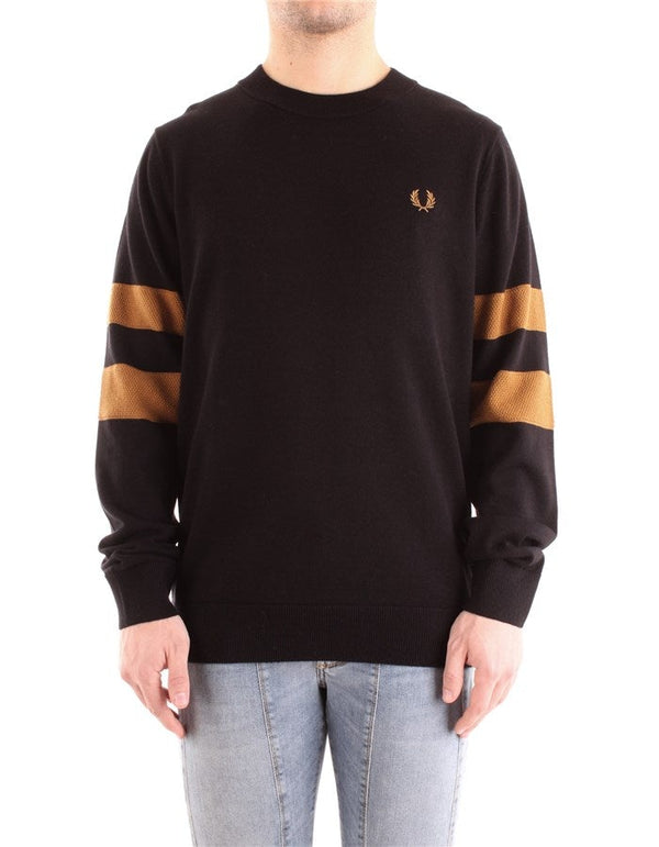 Girocollo Uomo in lana merino Nero oro FRED PERRY- Francavilla Moda