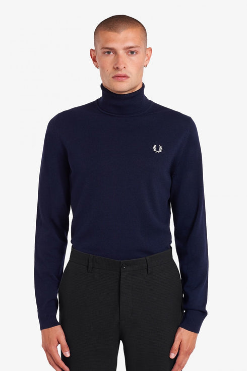 Maglione Uomo a collo alto Blu Fred Perry- Francavilla Moda