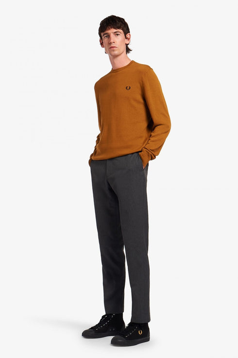 Maglione Uomo girocollo classico ecosostenibile Caramello FRED PERRY- Francavilla Moda