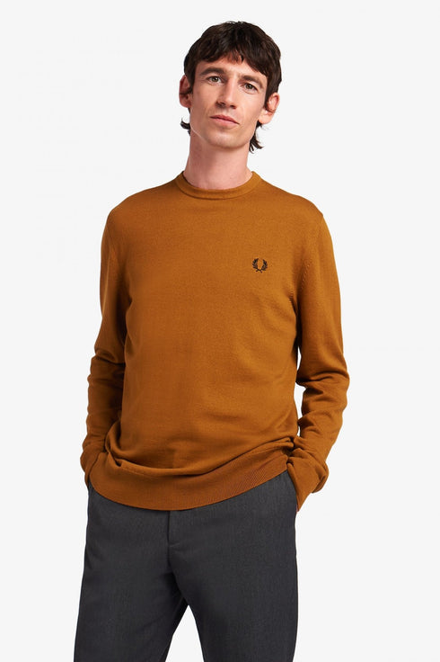 Maglione Uomo girocollo classico ecosostenibile Caramello FRED PERRY- Francavilla Moda