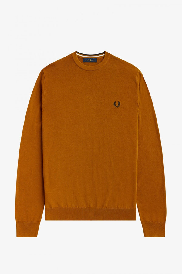 Maglione Uomo girocollo classico ecosostenibile Caramello FRED PERRY- Francavilla Moda