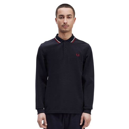 Polo Uomo con bordini in contrasto Blu bordeau Fred Perry- Francavilla Moda