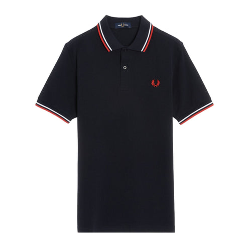 Fred Perry Polo Polo Uomo M36 doppia riga Blu rosso C00-FRED PERRYM3600-471-S - Francavilla Moda