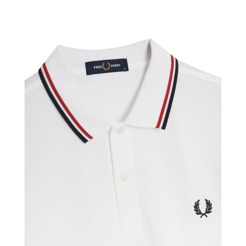 Fred Perry Polo Polo Uomo M36 doppia riga Bianco rosso C00-FRED PERRYM3600-748-S - Francavilla Moda