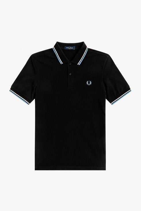 Polo Uomo M3600 twin tipped in puro cotone Nero sky FRED PERRY- Francavilla Moda