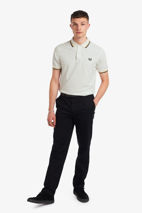 Polo Uomo M3600 twin tipped in puro cotone Bianco gold FRED PERRY- Francavilla Moda