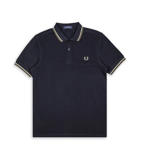Polo Uomo M3600 twin tipped in puro cotone Blu giallo FRED PERRY- Francavilla Moda