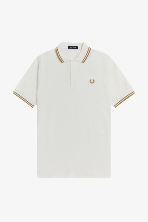 Polo Uomo M3600 twin tipped in puro cotone Bianco desert FRED PERRY- Francavilla Moda