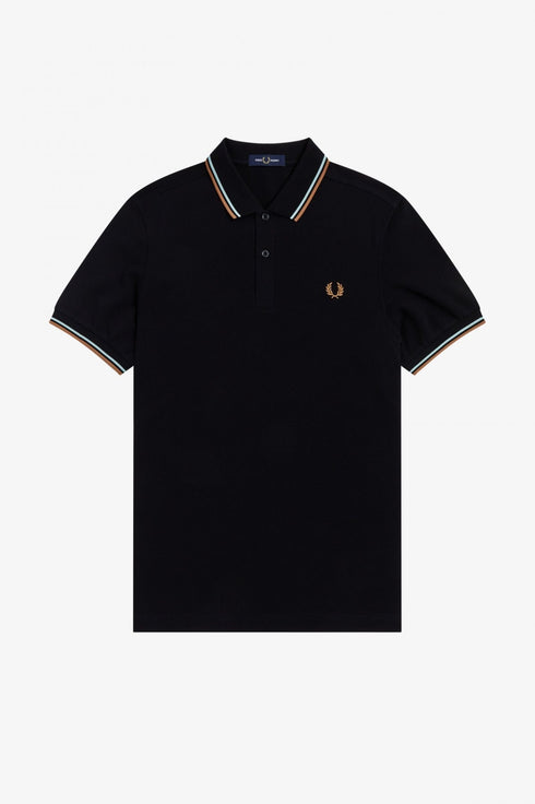 Polo Uomo M3600 twin tipped in puro cotone Nero celeste FRED PERRY- Francavilla Moda