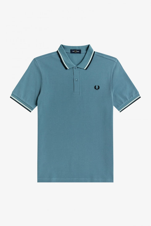 Polo Uomo M3600 twin tipped in puro cotone Azzurro FRED PERRY- Francavilla Moda