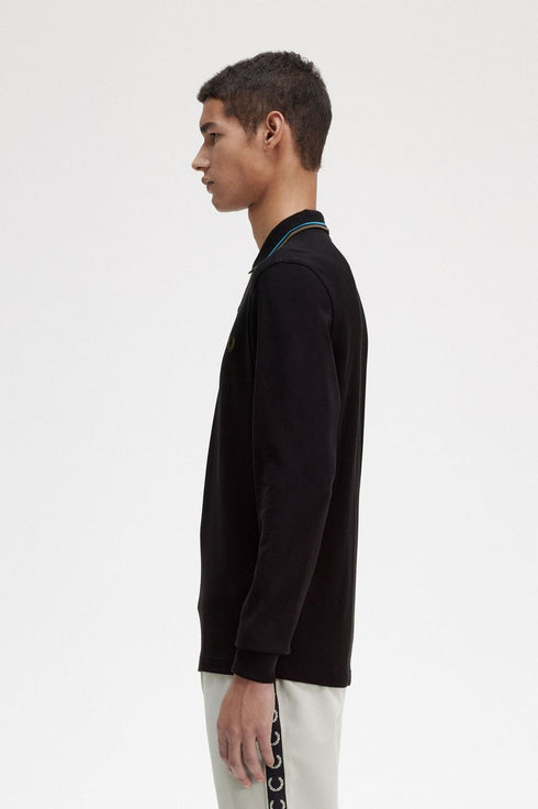 Polo Uomo M3636 con bordini in contrasto Nero verde Fred Perry- Francavilla Moda