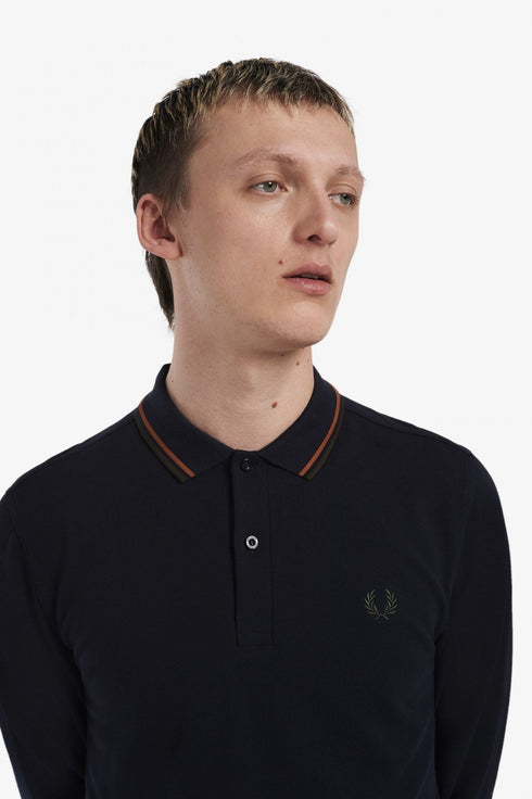 Polo Uomo M3636 manica lunga regular fit Blu nocciola FRED PERRY- Francavilla Moda