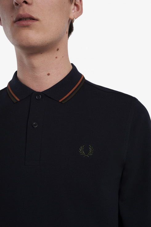 Polo Uomo M3636 manica lunga regular fit Blu nocciola FRED PERRY- Francavilla Moda