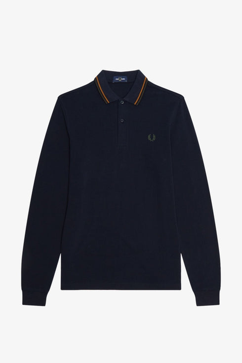 Polo Uomo M3636 manica lunga regular fit Blu nocciola FRED PERRY- Francavilla Moda