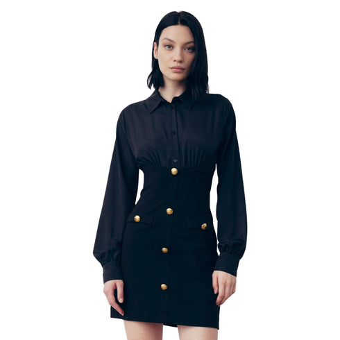 Abito Donna Chemisier in punto Milano Nero Gaelle- Francavilla Moda