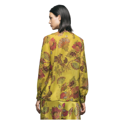 Blusa Donna con scollo a V arricciato Verde acido GAELLE- Francavilla Moda