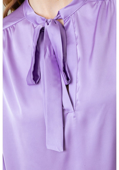 Blusa in raso con fiocco Lilla GAELLE- Francavilla Moda