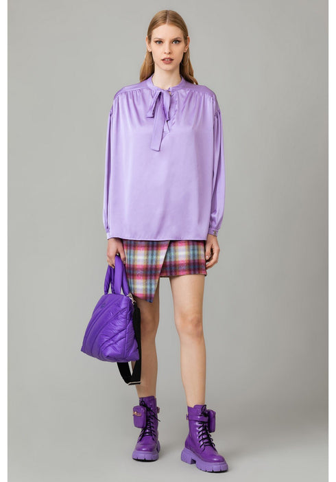 Blusa in raso con fiocco Lilla GAELLE- Francavilla Moda