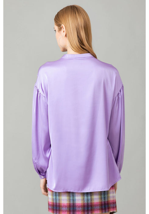 Blusa in raso con fiocco Lilla GAELLE- Francavilla Moda
