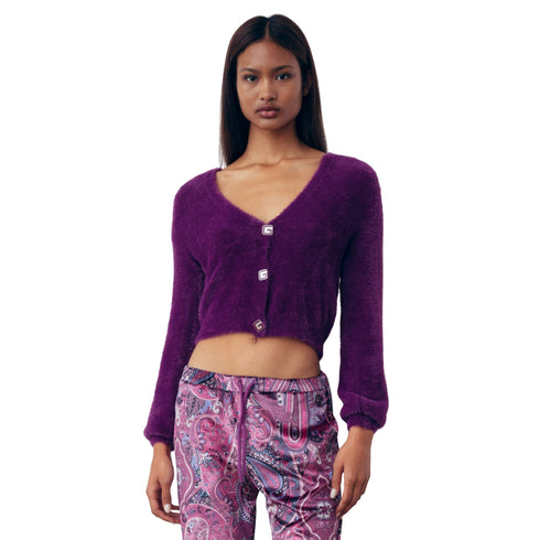 Cardigan Donna corto in maglia Ciclamino Gaelle- Francavilla Moda