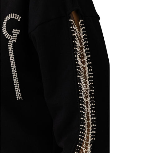 Felpa Donna girocollo con applicazione pendaglio logo Nero GAELLE- Francavilla Moda