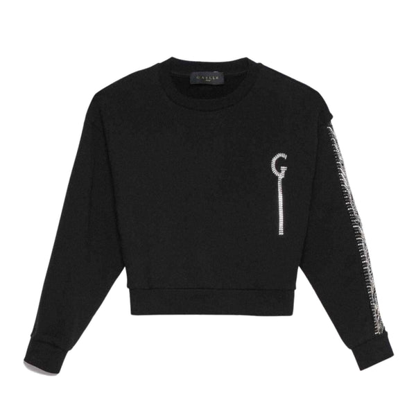 Felpa Donna girocollo con applicazione pendaglio logo Nero GAELLE- Francavilla Moda