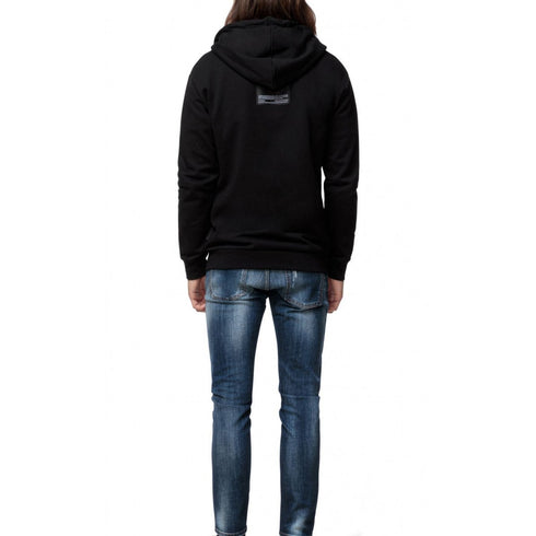 Felpa Uomo con chiusura a zip e stampa sul petto Nero GAELLE- Francavilla Moda