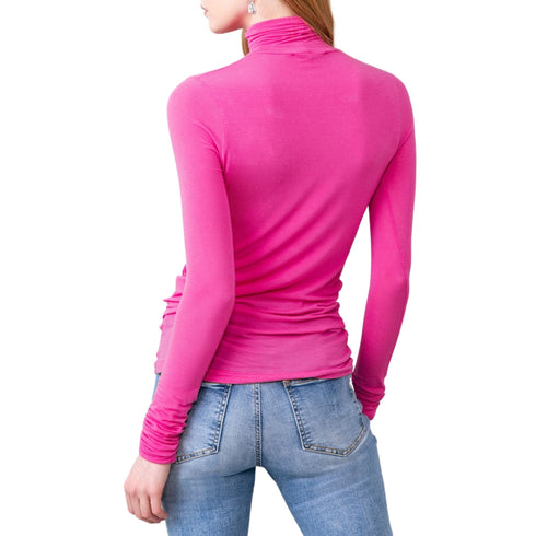 Lupetto Dolcevita con applicazione Fucsia GAELLE- Francavilla Moda