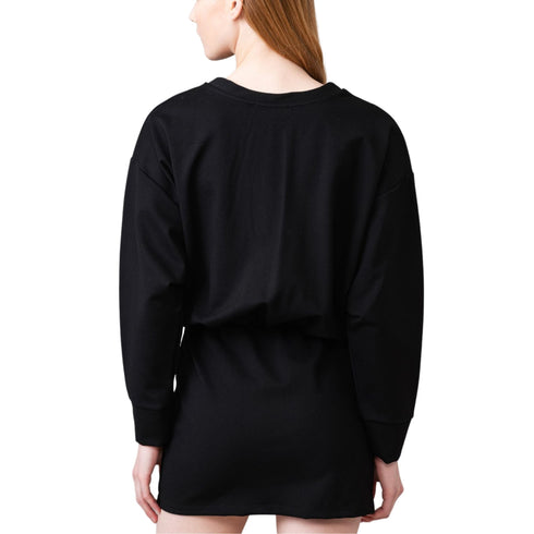 Mini Abito Donna in felpa con coulisse in vita Nero GAELLE- Francavilla Moda