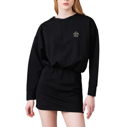 Mini Abito Donna in felpa con coulisse in vita Nero GAELLE- Francavilla Moda