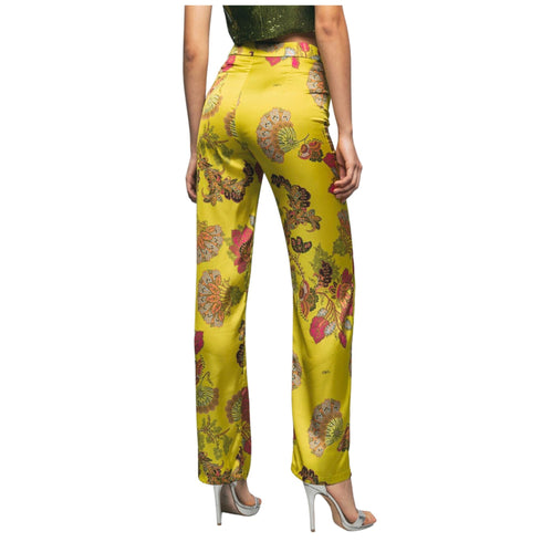 Pantalone Donna a palazzo viscosa Verde acido GAELLE- Francavilla Moda