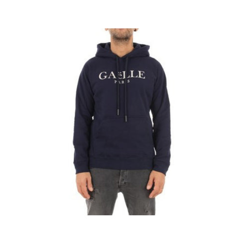 Felpa Uomo logo argento con cappuccio e tasca a marsupio Blu GAELLE PARIS- Francavilla Moda